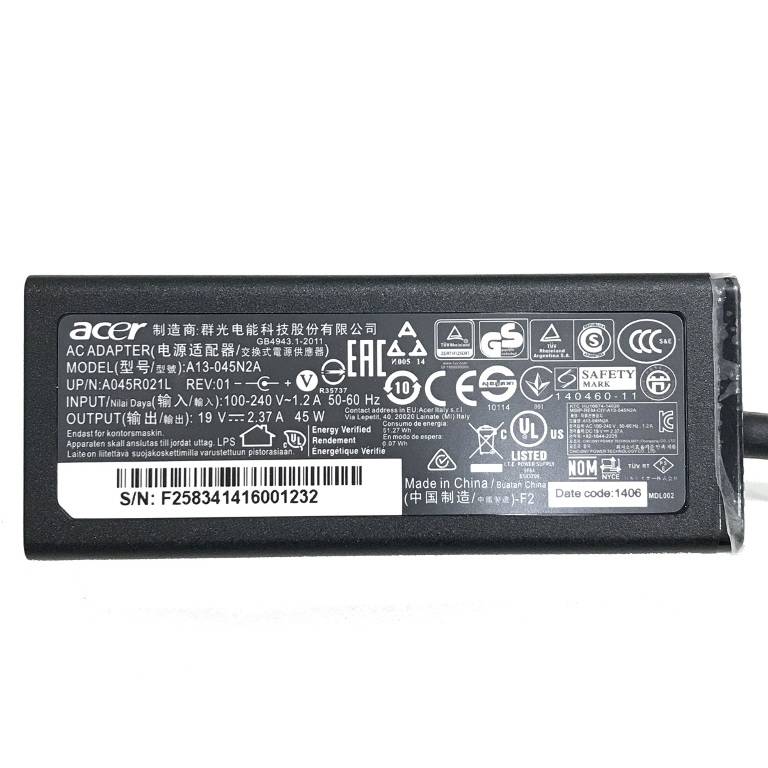 Original 45W Acer 4740-352G32Mnss 4740-432G32 Adaptador Cargador + Cable