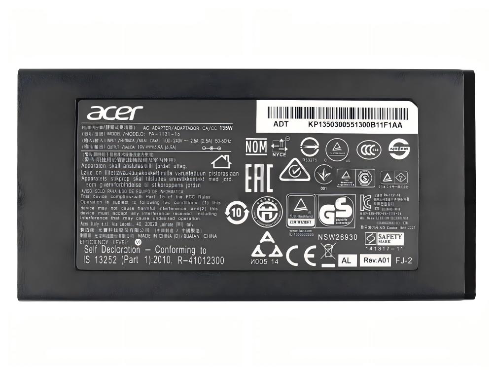 Original 19V 6.9A 135W Acer ADP-135NB B Adaptador Cargador + Cable