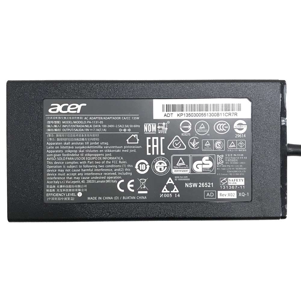 Original 135W Acer Aspire 5 A517-51GP Adaptador Cargador + Cable