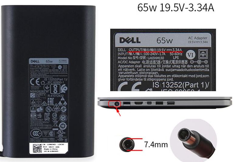 Original 65W Adaptador Cargador Dell 17 3000 7000