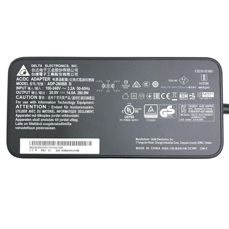 Original 20V 14A 280W Barebone NP50SNE(-G) Adaptador Cargador + Cable