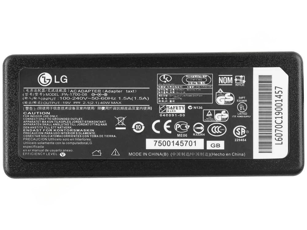 Original 25W Adaptador Cargador LG ADS-18SG-19-3 19016G