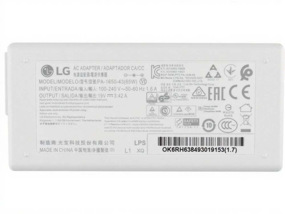 Original 19V 3.42A 65W LG 13Z950-M Adaptador Cargador + Cable