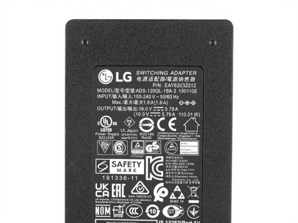 Original 110W Cargador LG 27EA83R-BC.AKROAG AC Adaptador + Cable
