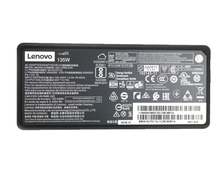 Original 135W Lenovo 00HM671 Adaptador Cargador + Cable