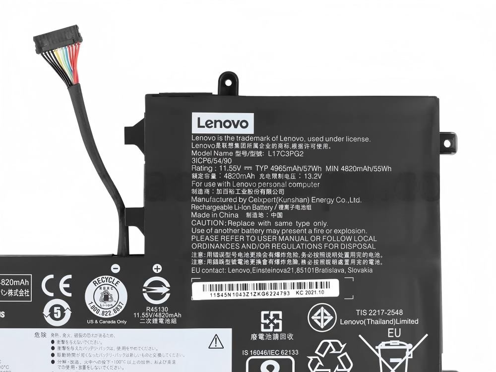 Original 4955mAh 57Wh Lenovo L17M3PG2 Batería Cable Largo