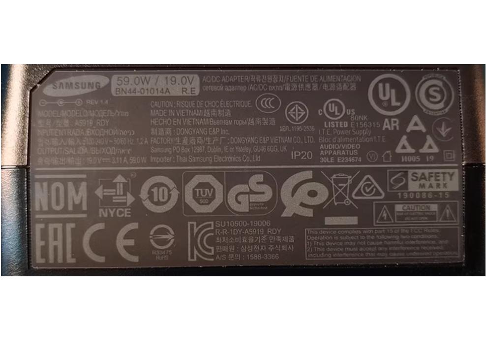 Original 59W Samsung A5919-KPNL AC Adaptador + Cable